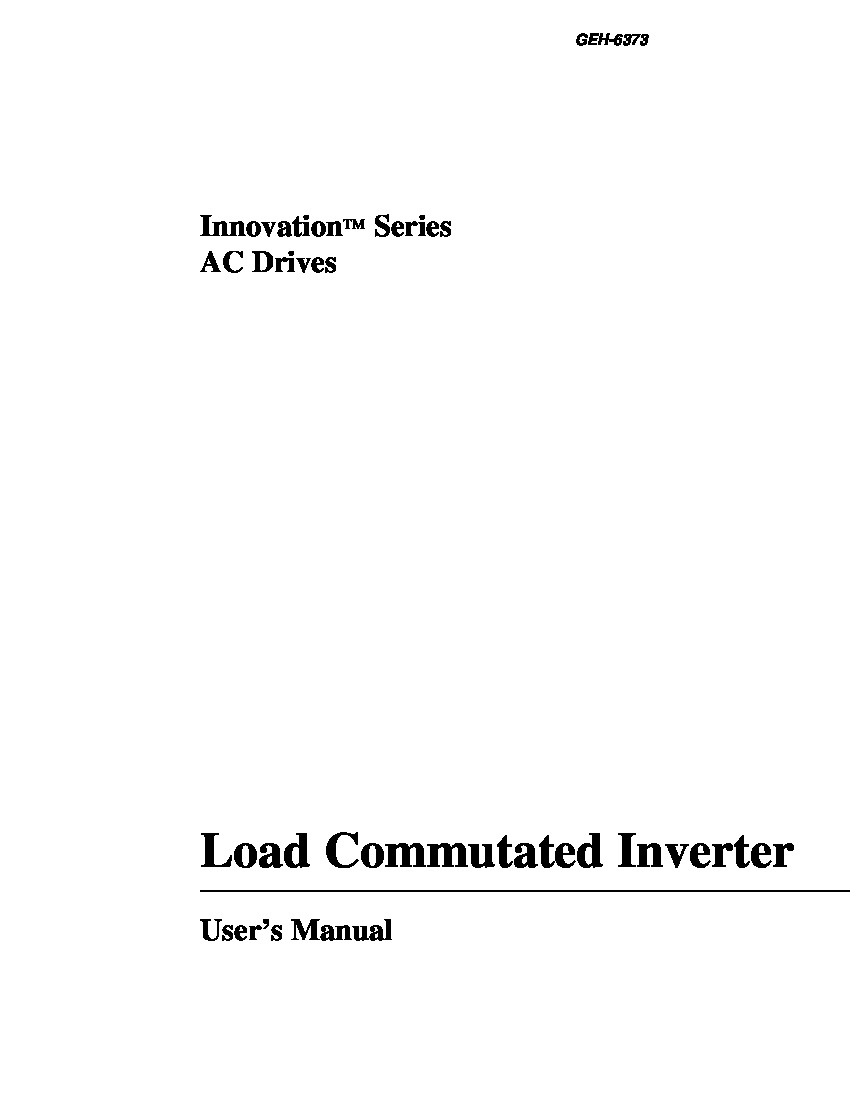 First Page Image of 151X1212BC01SA01 GEH-6373 Innovation Series Manual.pdf